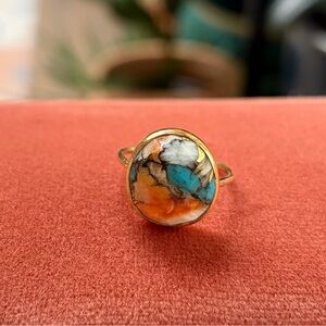 Local Eclectic Gold turquoise Multicolor Stone Ring